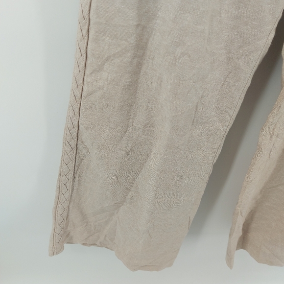 Jason Wu Linen Blend High Waisted Pants With Braided Detail Size 6 - Picture 2 of 6